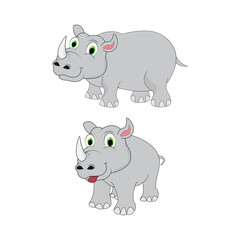 illustration vector graphic of cute rhino animal character cartoon isolated, perfect for cover, book, birthday card, gift card, wrap paper, sticker, t-shirt, memo, decoration