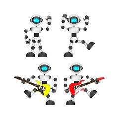 set of cute robot, simple vector illustration