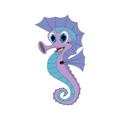 illustration vector graphic of cute sea horse  animal character cartoon isolated, perfect for cover, book, birthday card, gift card, wrap paper, sticker, t-shirt, memo, decoration