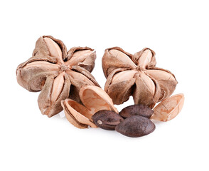 sacha inchi peanut seed on white background