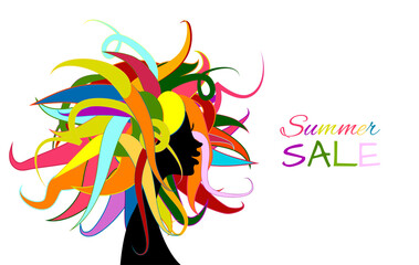 Funny Female profile for your design. Autumn Color