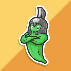 green banana with spartan helmet. mascot logo. vector illustration