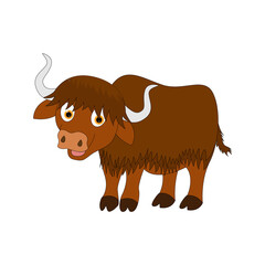 illustration vector graphic of cute yak animal character cartoon isolated, perfect for cover, book, birthday card, gift card, wrap paper, sticker, t-shirt, memo, decoration