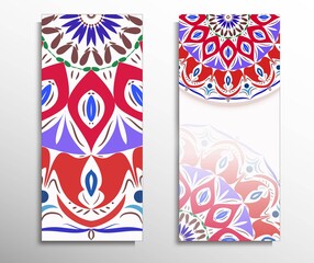 The front and rear side. mandala design elements. Wedding invitation
