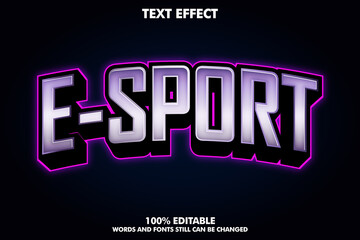 E-sport text effect with neon light behind