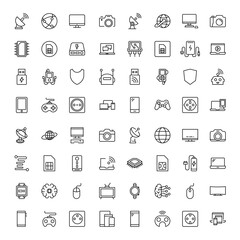 Electronics set line icons
