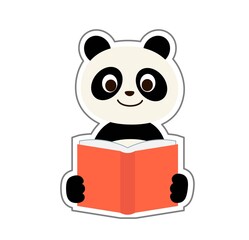 パンダ　読書をしている動物アイコン