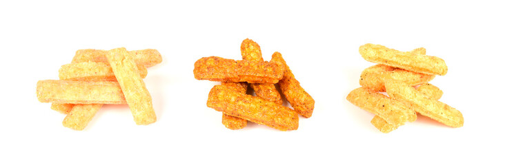 Japanese rice cracker selection isolated on white background