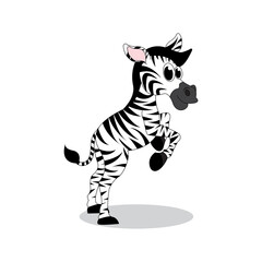 Fototapeta na wymiar illustration vector graphic of cute zebra animal character cartoon isolated, perfect for cover, book, birthday card, gift card, wrap paper, sticker, t-shirt, memo, decoration