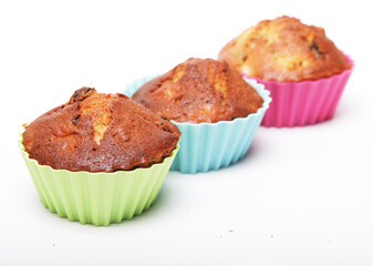 cupcakes on a white background, close up