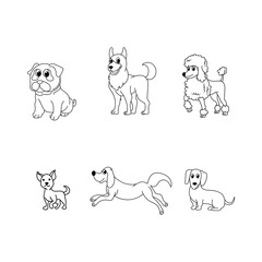 illustration vector graphic of cute dog animal character cartoon isolated, perfect for cover, book, birthday card, gift card, wrap paper, sticker, t-shirt, memo, decoration