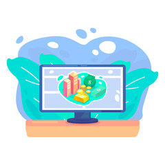 Simple flat Illustration of selection of investment products available online