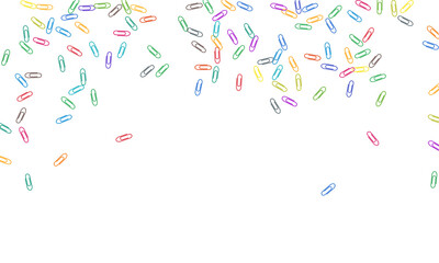 Stationary paperclips isolated on white background