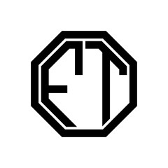 FT initial monogram logo, octagon shape, black color