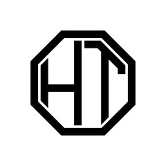 HT initial monogram logo, octagon shape, black color