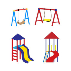 vector illustration of a swing and slide