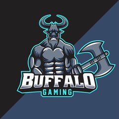 Buffalo gaming mascot logo template. perfect for gaming logo, merchandise, apparel, etc