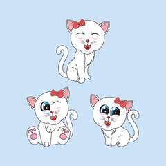 illustration vector graphic of cute cat animal character cartoon isolated, perfect for cover, book, birthday card, gift card, wrap paper, sticker, t-shirt, memo, decoration