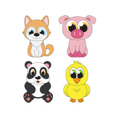 illustration vector graphic of cute  animal character cartoon isolated, perfect for cover, book, birthday card, gift card, wrap paper, sticker, t-shirt, memo, decoration