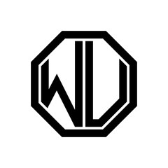 WU initial monogram logo, octagon shape, black color
