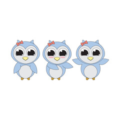 illustration vector graphic of cute baby owl animal character cartoon isolated, perfect for cover, book, birthday card, gift card, wrap paper, sticker, t-shirt, memo, decoration