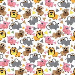 seamless pattern with cute animal character