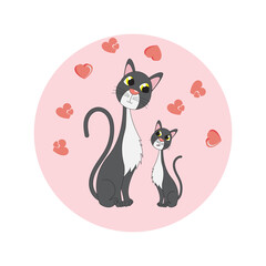 illustration vector graphic of cute cat animal character cartoon isolated, perfect for cover, book, birthday card, gift card, wrap paper, sticker, t-shirt, memo, decoration