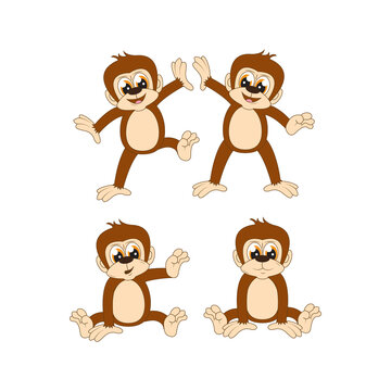 illustration vector graphic of cute monkey animal character cartoon isolated, perfect for cover, book, birthday card, gift card, wrap paper, sticker, t-shirt, memo, decoration