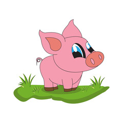 Fototapeta premium illustration vector graphic of cute pig animal character cartoon isolated, perfect for cover, book, birthday card, gift card, wrap paper, sticker, t-shirt, memo, decoration