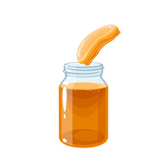Kombucha fermented tea in glass jar. Vector illustration flat cartoon icon isolated on white background.