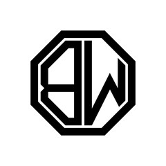 BW initial monogram logo, octagon shape, black color
