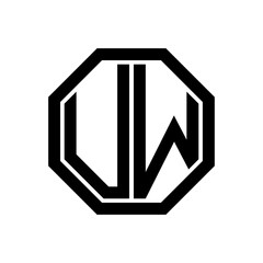 UW initial monogram logo, octagon shape, black color