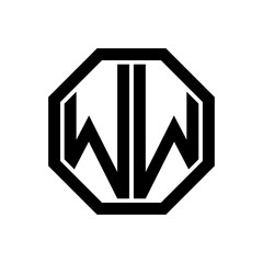 WW initial monogram logo, octagon shape, black color