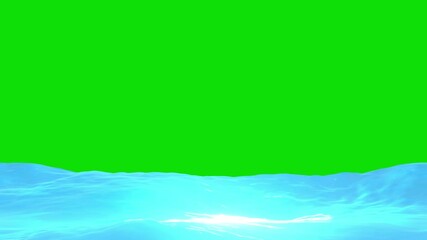 Looped cartoon ocean waves on green screen background animation.