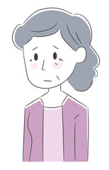 Tired elderly woman. Vector illustration isolated on white background.