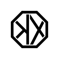 KX initial monogram logo, octagon shape, black color