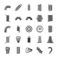 Metal Spring Line Vector Icons 