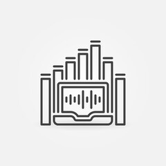 Laptop inside Sound Wave vector concept icon in thin line style