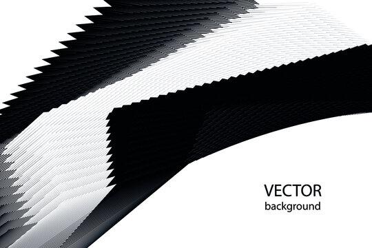 Abstract halftone lines balack and white background, geometric dynamic pattern, vector modern design texture for card, banner, flyer, cover, poster, decoration.