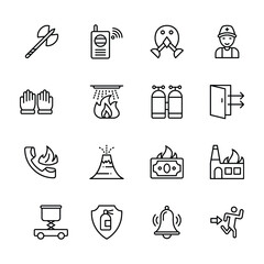Fire Rescue Line Vector Icons 
