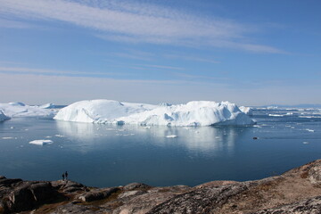 Ship sailing on Disko Bay, Ilulissat, Greenland.