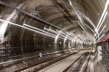 Subway tunnel rail tracks