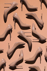 beige high heels shoes pattern