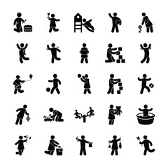 Childhood Activities Glyph Icons Pack 