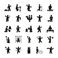 Kids Glyph Vectors Set 