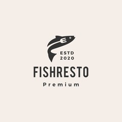 fish restaurant hipster vintage logo vector icon illustration