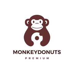 monkey donuts logo vector icon illustration
