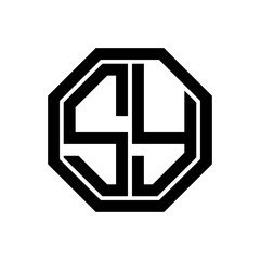 SY initial monogram logo, octagon shape, black color