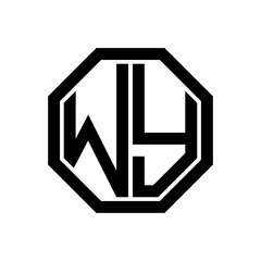 WY initial monogram logo, octagon shape, black color