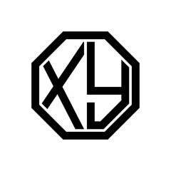 XY initial monogram logo, octagon shape, black color